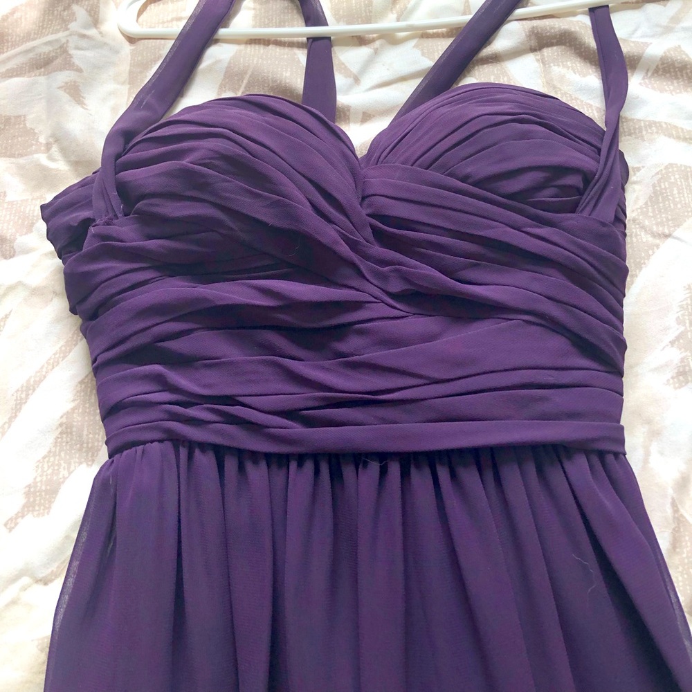 Bill Levkoff Purple Chiffon Ruched Maxi Dress